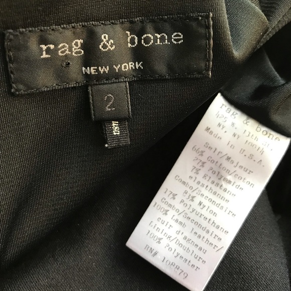 RAG & BONE Piper Leather Trim Mesh Panels Mini Sheath Dress Black and Tan Size 2 - Picture 7 of 16